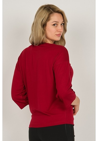 Sistas Kadın Desenli Bluz 6690208 Bordo-Bordo