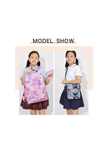 3pcs /set Sweet Casual Travel Backpack Large Capacity Primary And Secondary School Students Schoolbag Black