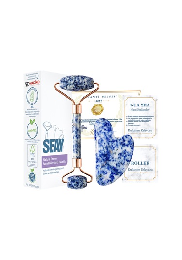 Seay Sodalit Taşı Face Roller Ve Gua Sha Yüz Masaj Aleti