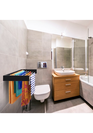 Duvara Monte Patentli Tasarım Kurutmalık Çamaşır Askısı 120 CM Antrasit