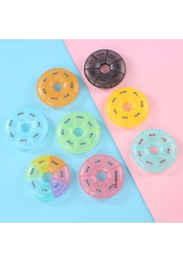 Tongxida Bosphorusboutique Yuvarlak 7 Taşınabilir Sones Siyah Plastik Kutu Izgara Hap Gün Gökkuşağı Adet 7 2 Dn Siyah Siyah