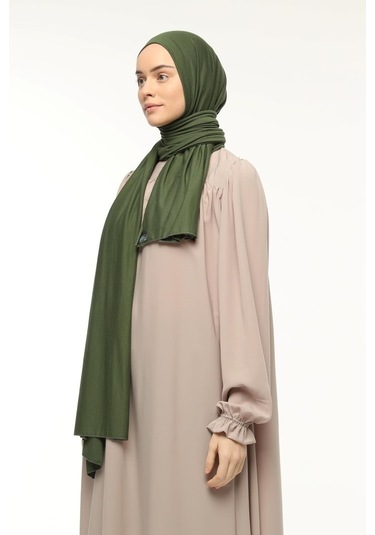 Altobeh Tesettür Kadın Düz Renk Penye Şal Hijab - Haki