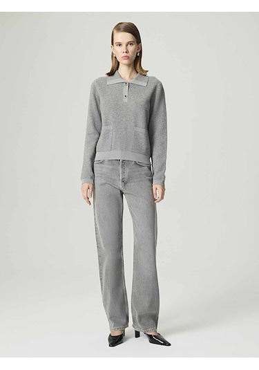 Nocturne Kadın Düğme Aksesuarlı Triko N26kd50153 Gri