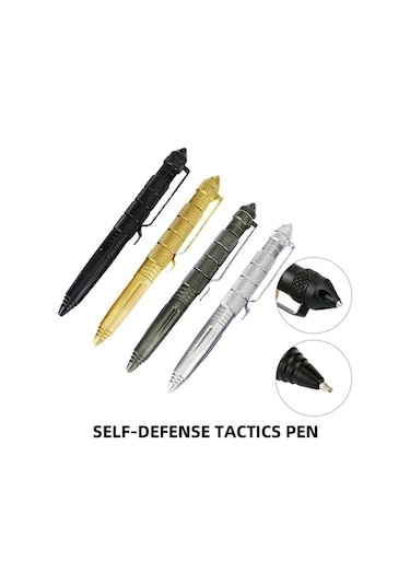 Pazly Yüksek Kaliteli Alüminyum Portatif Cam Kırıcı & Savunma Kalemi - Siyah, Gümüş, Altın Siyah Siyah