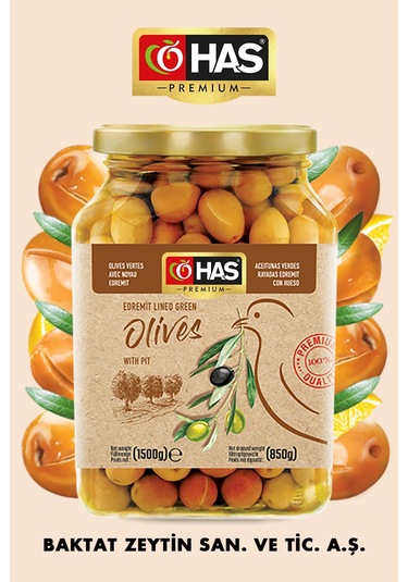 Has Premium Edremit Çizik Yeşil Zeytin 1600 G