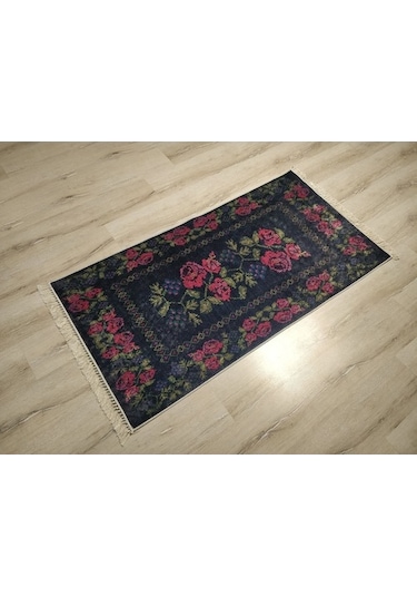 Yamalı Home Style Deri Taban Siyah Kırmızı Pr5616-80X150 Siyah