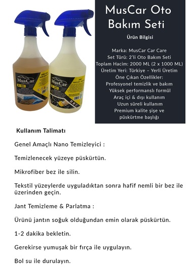 Muscar Oto Bakım Seti 2 Li Temizlik Paketi