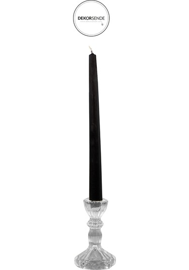 Şamdan Mat Mum 2'li Siyah 26 Cm Siyah