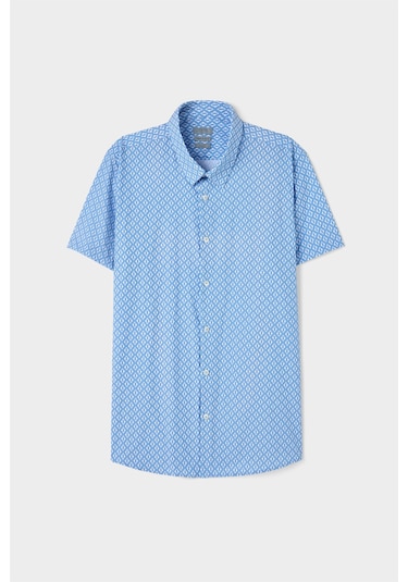 Twn Slim Fit Mavi Baskılı Easy Iron Gömlek 4ec02ad042802 Çok Renkli