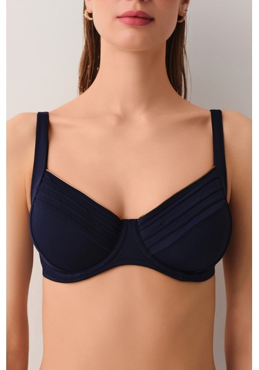 Suwen Pipe Balenli Toparlayıcı Aksesuarlı Bikini Üst Sbn25994c303 Lacivert