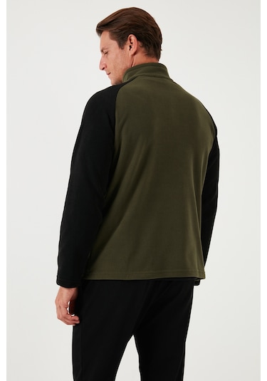 Buratti Slim Fit Yarım Fermuarlı Kışlık Şardonlu Erkek Polar 5906055 Haki