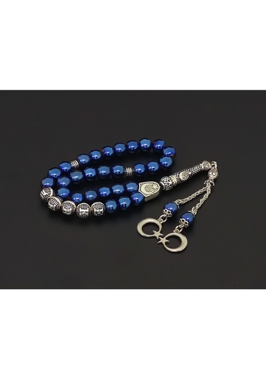 Tesbihsakarya Isimli - Kişiye Özel - Mavi Hematit - Doğaltaş Tesbih - 8Mm Küre