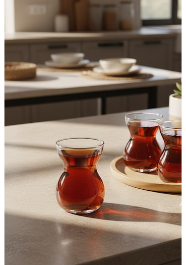 Snippy Tea - 6'lı Cam Çay Bardağı Cam Çay Seti 170 Cc Cam
