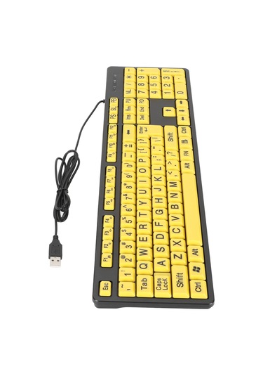 Xindoker Usb Kablo 1.5m Büyük Yazı Tipi 104 Tuşlu Multimedia Fonksiyonlu Masaüstü Dizüstü Bilgisayar Klavyesi Gençler Ve Yaşlılar İçin