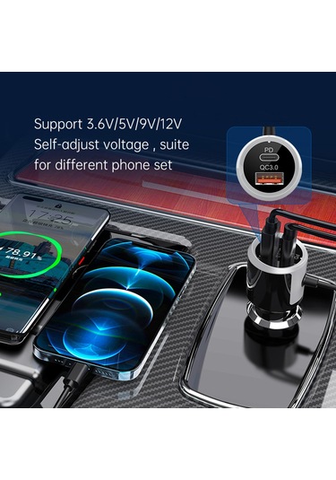 Cbtx Bluetooth Araç Fm Verici Ses Adaptörü Alıcı Pd Ve Qc3.0 Bluetooth Araç Adaptörü Renkli Led Arkadan Aydınlatmalı