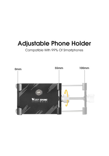 West Bıkıng Yp0715068 Bisiklet Gidon Telefon Tutucu Alüminyum Alaşımlı Bisiklet Telefon Braketi - Geometri