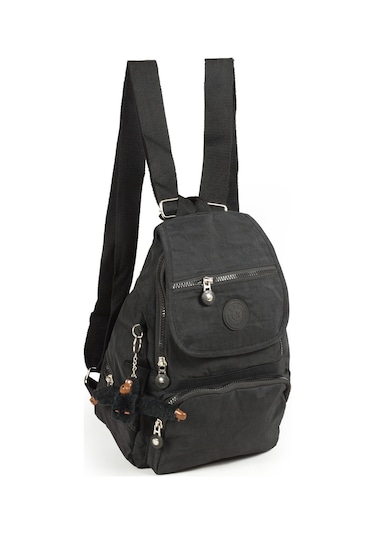 Küçük Boy Krinkıl / Klinkır Su Geçirmez Uzun Askılı Çok Gözlü Günlük Kadın Sırt Çantası Siyah 12-4g Siyah