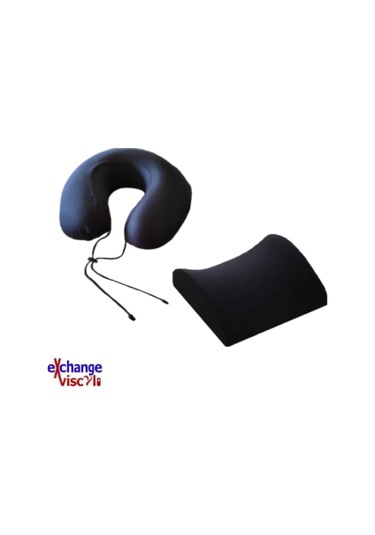 Viscoli Ortopedik Boyun Seyahat Yastığı Kadife Kılıf+Bel Minder