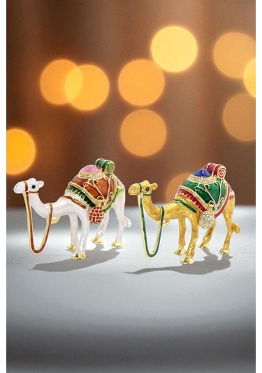 Tekli Deve Figürü Kristal Taşlı Biblo