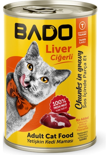 Bado Yetişkin Yaş Kedi Maması Ciğerli 400gr 24lü