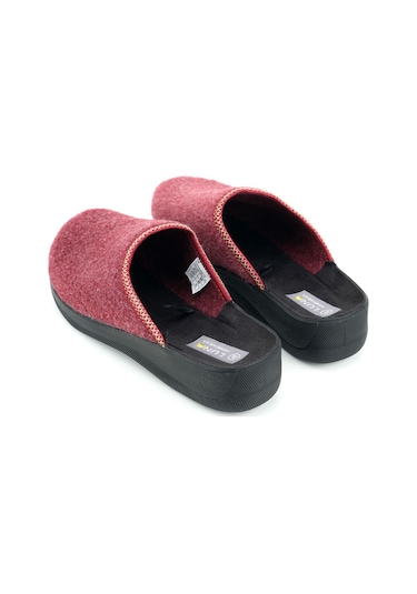 Gezer Luna Kadın Kışlık Yüksek Topuk Keçe Ev Bahçe Terlik Bordo