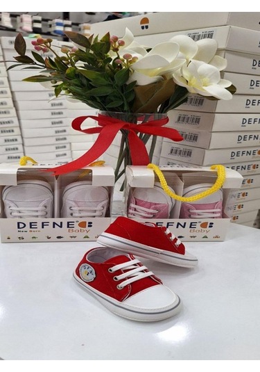 06-9 Aylık 17 Numara Hediyelik Spor Bebek Babet Ayakkabı-620 Kırmızı