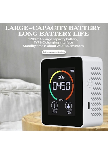 Geeksen Lcd Arka Aydınlatmalı Co2 Ölçer Tvoc Sensörleri İç Mekan Karbondioksit Co2 Konsantrasyon Dedekt A