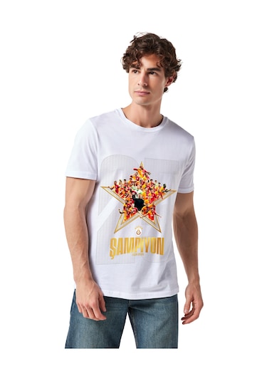 Gsstore Galatasaray Şampiyonluk Kolaj T-shirt E251353 Beyaz