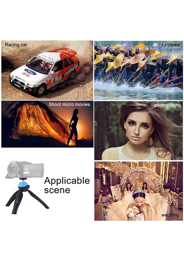 Puluz 360 Derece Top Başlı Mini Tripod Dağı Mavi