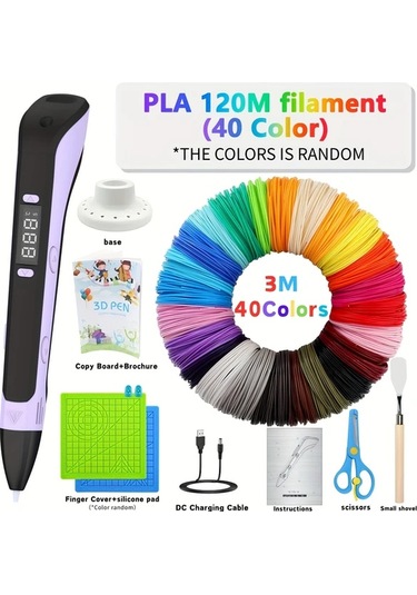 Techbloom 3d Yazıcı Çizim Kalemi Seti Dıy Baskı Aracı 11811 İnç 40 Renk Pla Filament Lcd Ekran