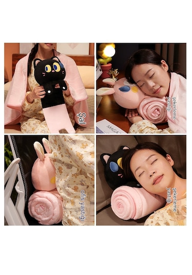 Karikatür Ofis Öğle Yemeği Molası Battaniye-beyaz