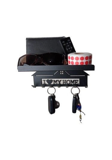 Azer Anahtar Askısı My Home Mat Siyah Mat Siyah