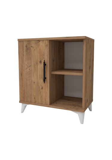 Vela Tek Kapaklı 2 Açık Bölmeli Komodin & Şifonyer Yatak Odası Başucu Düzenleyici Komidin - Çam