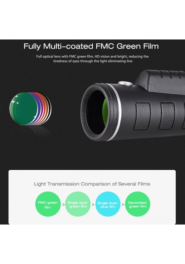 Yaozixa 40x60 Minik Kompaslı Monoküler, Hd Yeşil Filmlı Lens, Cep Telefonu Uyumlu, Seyahat-kuş İzleme Spor Etkinlikleri İçin, Tripod Uçlu, Hafif Taşınabilir