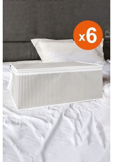 6 Adet Baza Altı Büyük Boy Düzenleyici Kumaş Hurç Gri 45 65 22 Cm Diğer