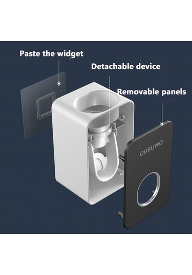 Otomatik Diş Macunu Duvar Asılı Delme Diş Macunu Diş Fırçası Rafı Diş Macunu Rafı Tembel Sıkma Eser Siyah