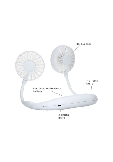 Symbee Yeşil Boylu Boyun Bağlı Usb Şarjlı Spor Fanı - 2000mah Pil, 360 Açısını Ayarlayabilir, İki Lüftü Kafası İle Taşınabilir Soğutucu