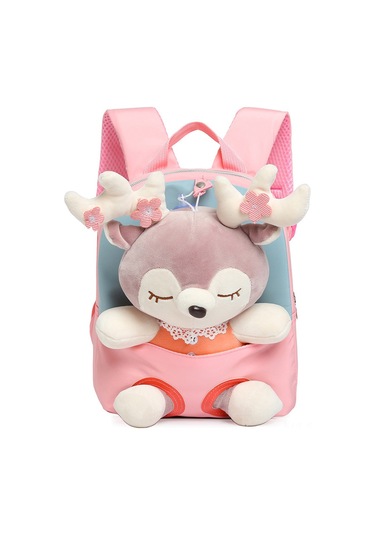 Jeemson Küçük Çocuklar İçin Pembe Geyik Desenli Yumuşak Kumaş Okul Çanta, Hafif Ve Şık Çift Askılı Bebek Sırt Çantası