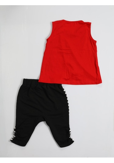 Zebra Çizgili Baggy Kapri Takım-kırmızı Kırmızı