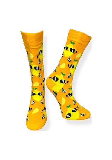 5'li Unısex Meyve Ve Hayvan Temalı Kivi, Karpuz, Avokado, Bal Arısı Ve Elma Tasarımlı Esnek Nem Alabilen Pamuklu Spor Soket Çoraplar Çok Renkli