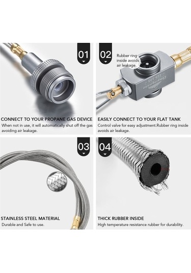 Bloomnest Renkli Propan Ocak Kamp Hortumu, Profesyonel Set, Çok Bağlantı Adaptör, Açık Jr. Çok Renkli