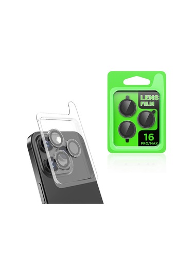 Noktaks - İphone 16 Pro Max Uyumlu - Kamera Lens Koruyucu Cl-07 - Siyah