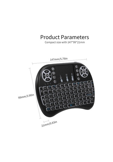 Air Keyboard 2.4g Kablosuz Rf Uzaktan Kumanda Arka Aydınlatmalı Multimedya Uzaktan Dokunmatik Yüzey Şarj Edilebilir Kombolar El Klavyesi Siyah