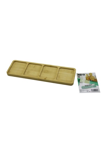 Dikdörtgen 4 Bölmeli Ahşap Bambu Servis Sunum Tepsi - Tahtası Mini Tepsi 33 X 10 X 1.4cm 5365 Çok Renkli
