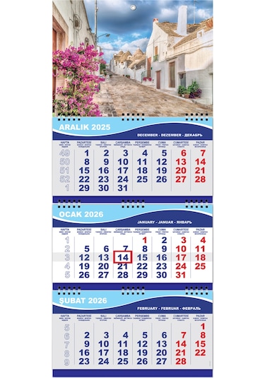 2026 Orta Boy Gemici Takvimi Denizci Duvar Takvimi 31x70 CM