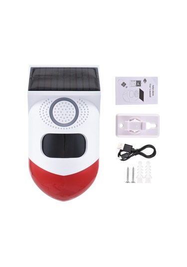 Suofeng Güneş Enerjili Entegre Li-poly Pil İle 110 Açıda 9-12m Mesafede Algılayan 120db Sesli Işık Alarm Sensörü Kablosuz Kumanda Yok