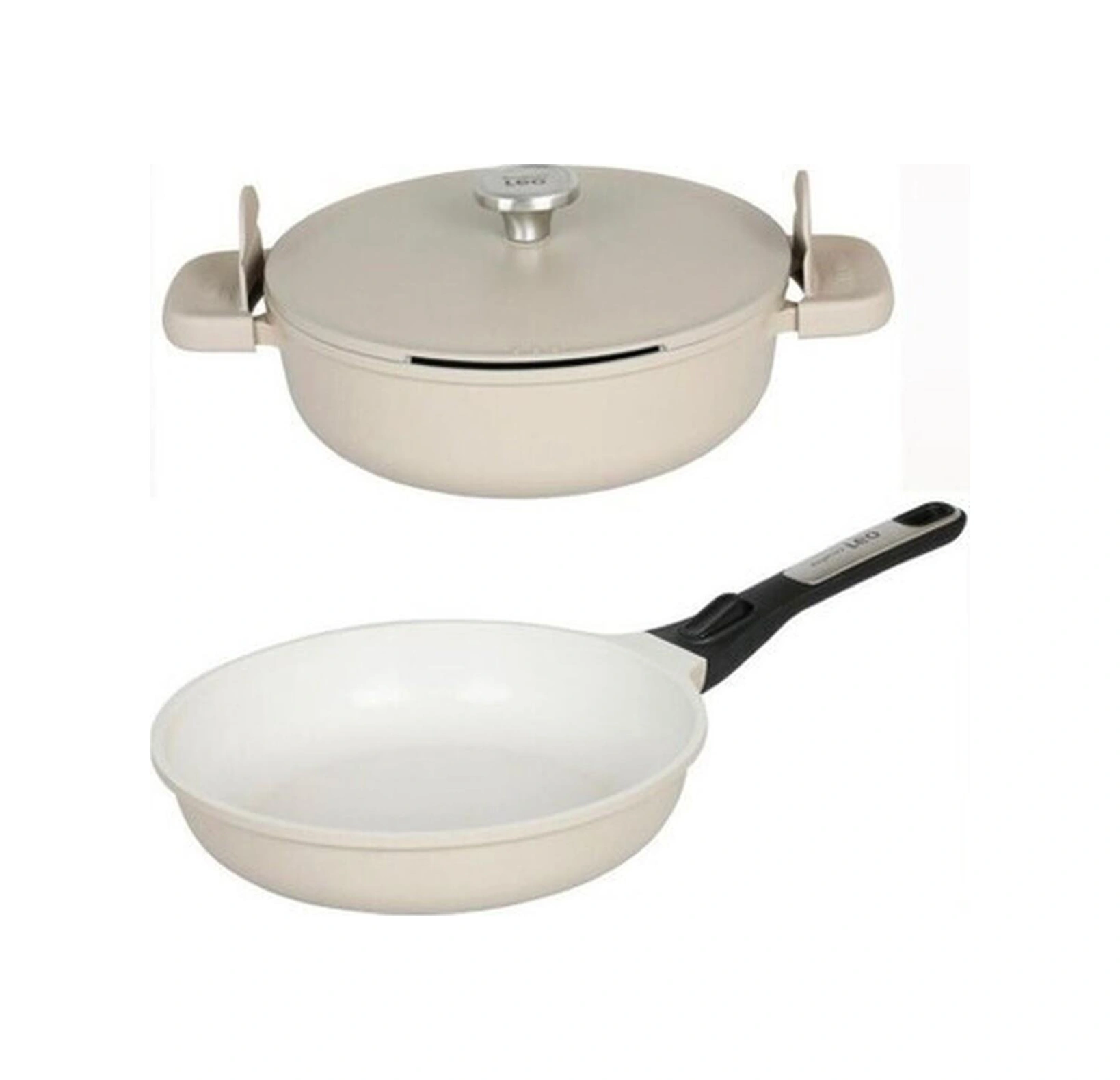 Berghoff Leo Phantom Bej Indüksiyonlu 3 Parça Yanmaz Yapışmaz Alüminyum Döküm 28 Cm Tencere Tava Seti Bakır - Siyah