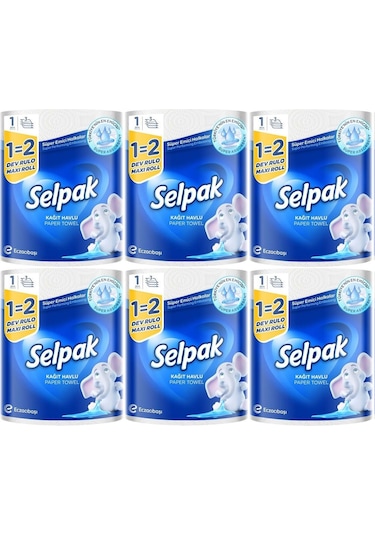 Selpak Kağıt Havlu (3 Katlı) Dev Rulo (6 Lı Set)