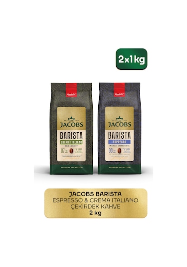 Jacobs Barista Çekirdek Kahve Avantajlı Paket 2 KG Crema Italiano 1 KG + Espresso 1 KG