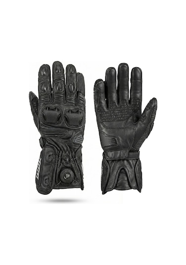 Motoanl Motosiklet Eldiveni Uzun Racing Full Koruma Leather Prof Motorcu Eldiven Siyah